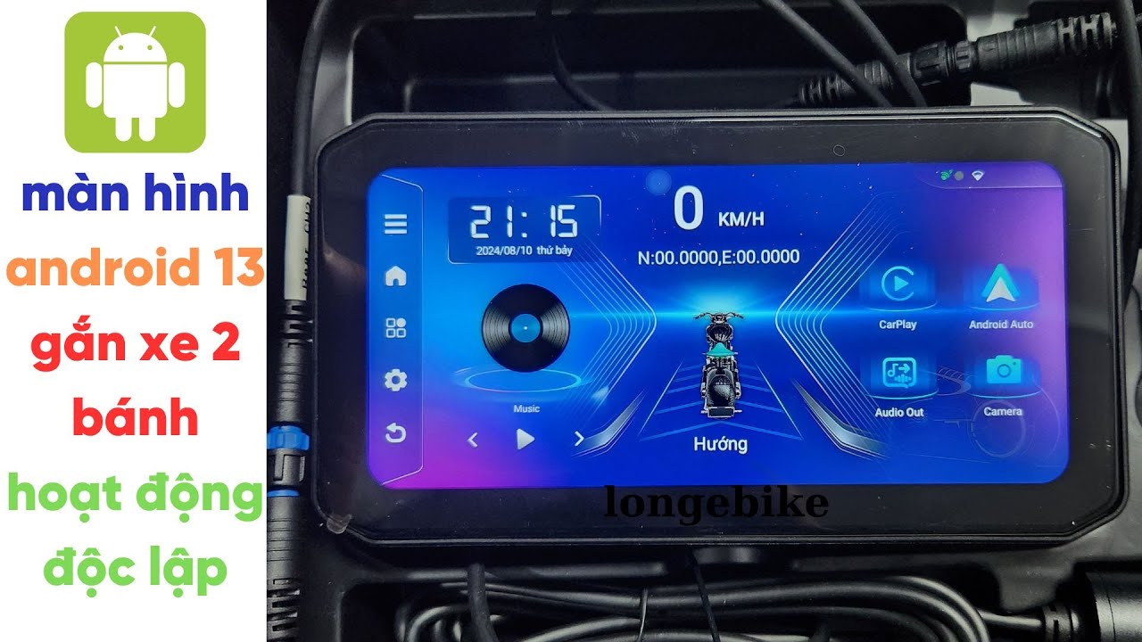 màn hình android 13 6,25 inch xe mô tô kháng nước ip65, có kết nối android auto và carplay