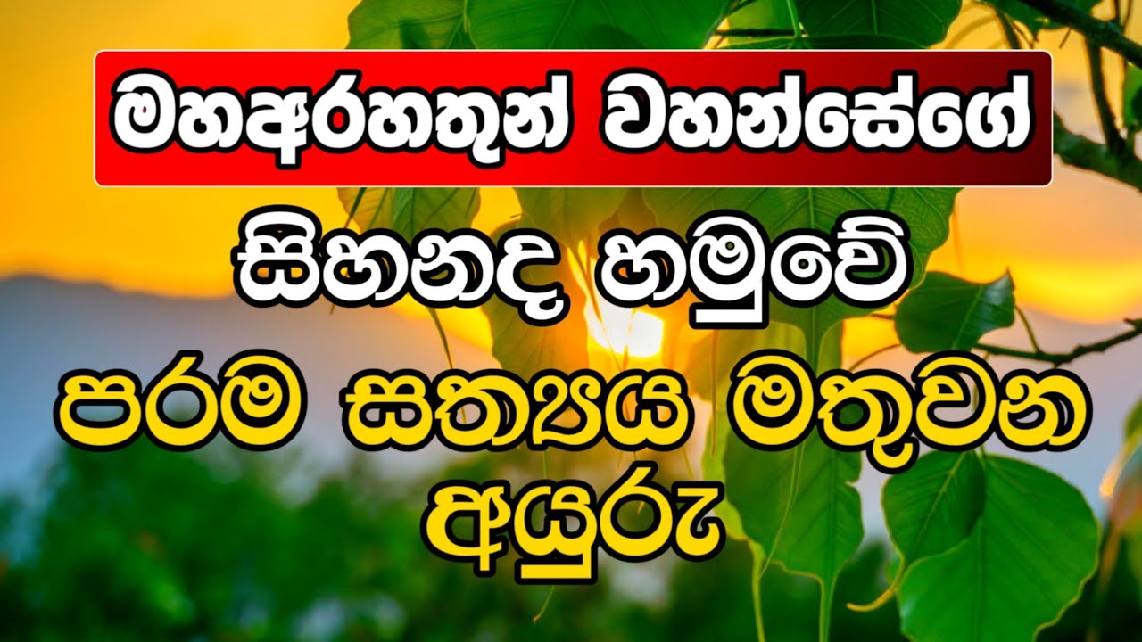 මහඅරහතුන් වහන්සේගේ සිහනද හමුවේ පරම සත්‍යය මතු වන අයුරු.......