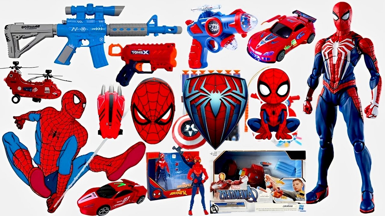 Marvel Spider-Man series unbox,popular Spider-Man action dolls,Spider-Man popular electric toys gun