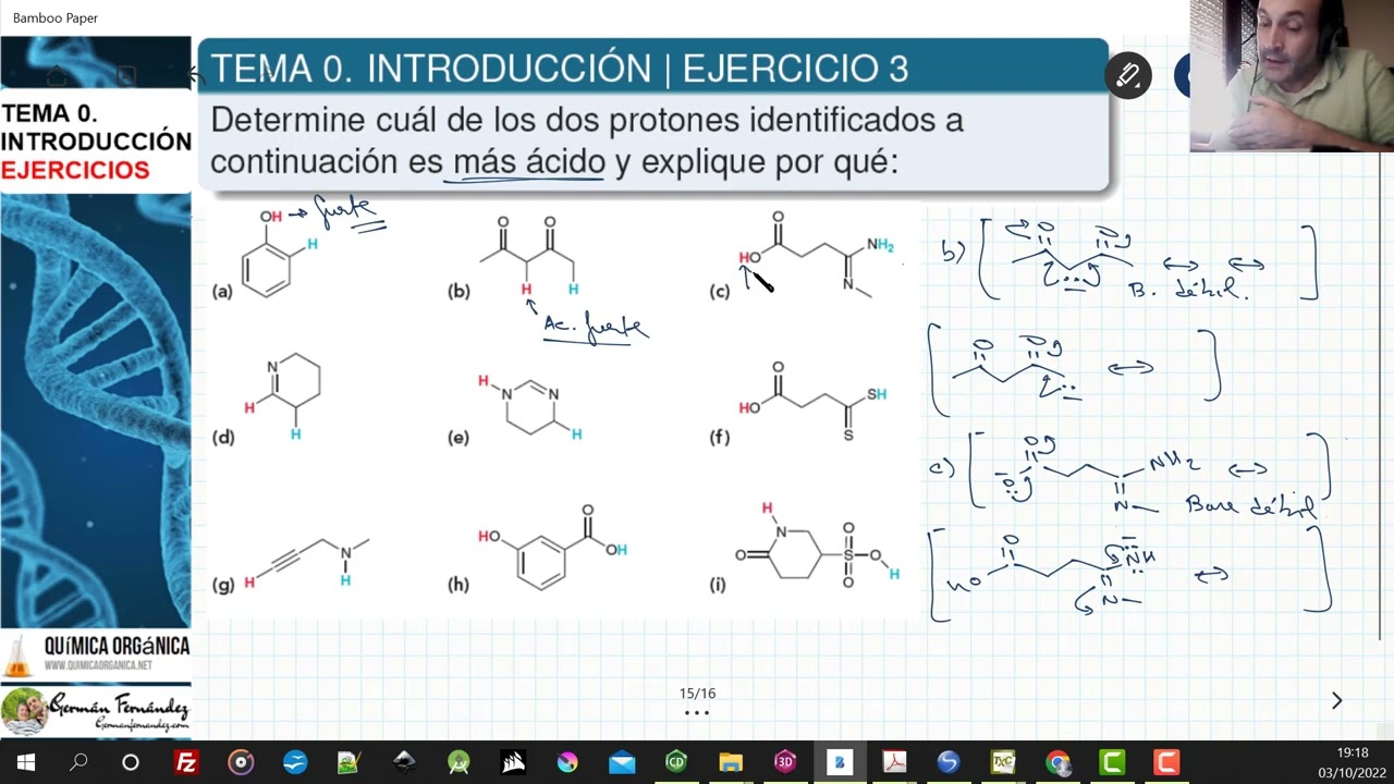 TEMA 0. INTRODUCCIÓN A LA QUÍMICA ORGÁNICA | PROBLEMA 3. ACIDEZ Y BASICIDAD