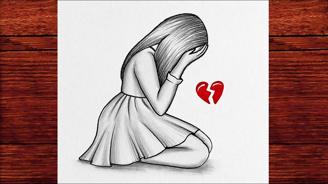 Adım Adım Üzgün Kız Resmi Nasıl Çizilir - Kolay Karakalem Kız Çizimleri - How to draw Alone Sad Girl
