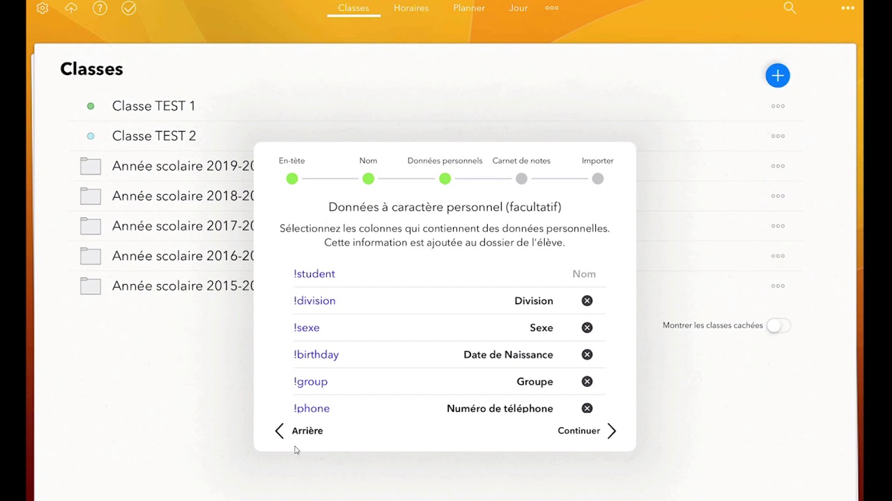 iDoceo - Importer des classes
