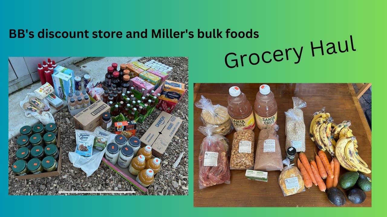 Grocery haul for large family -BB's discount store and Miller's Natural Foods