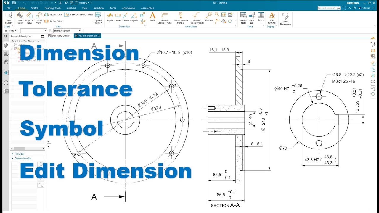 SIEMENS NX DRAFTING #8 | DIMENSION - TOLERANCE - SYMBOL - EDIT DIMENSION (NX1980)
