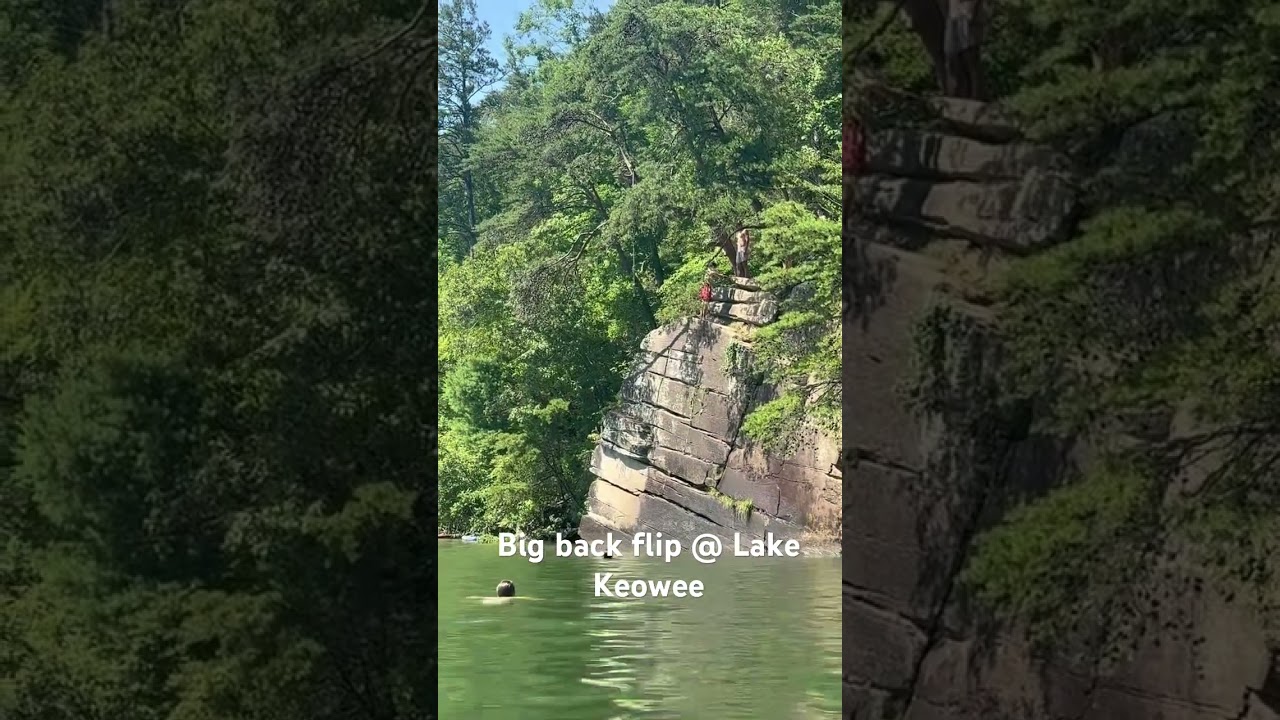 Backflip Cliff Jump Lake Keowee #explore #cliffjumping #lakelife #outdoors #sc #kayaking #backflip