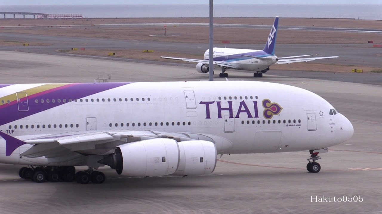 Thai Airways International Airbus A380-841 HS-TUF Take off at Nagoya