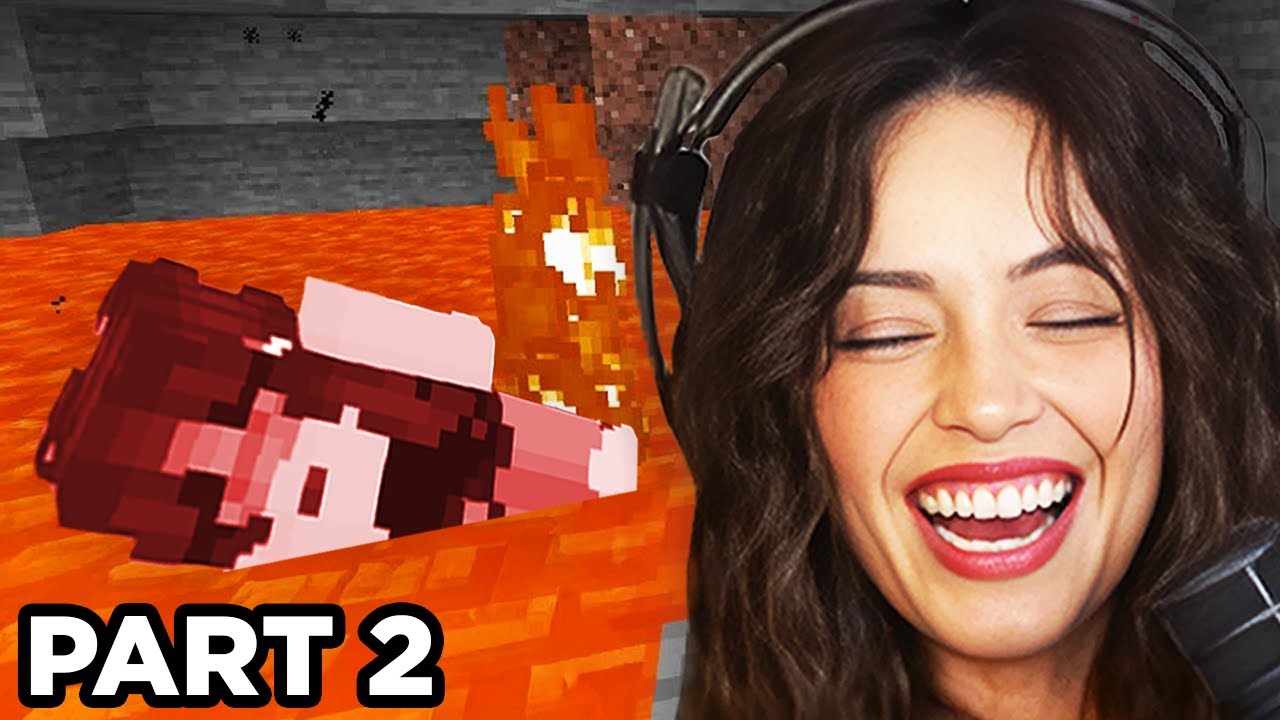 Valkyrae Plays Minecraft Shared Health w/ Ludwig, Fuslie, Squeex (Part 2)