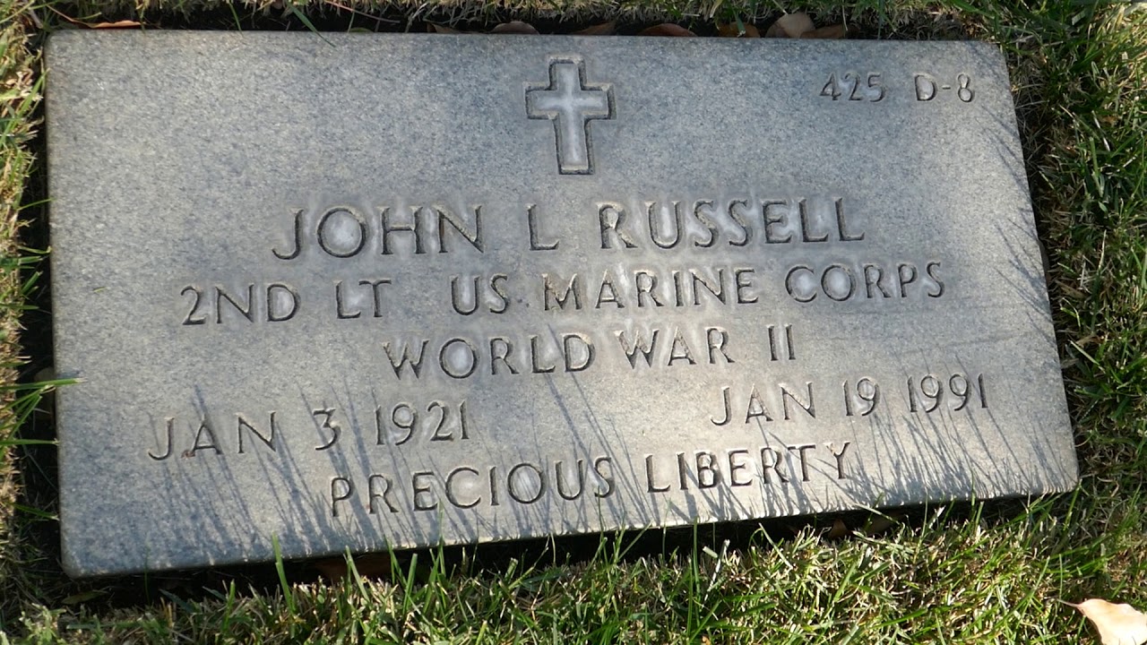 Actor John L. Russell Grave USMC Los Angeles National Cemetery LA California USA November 16, 2020