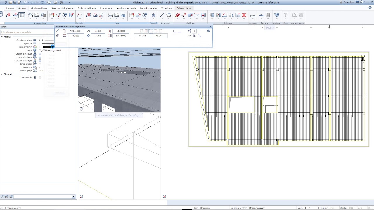 38  Armare inferioara placa directie transversala