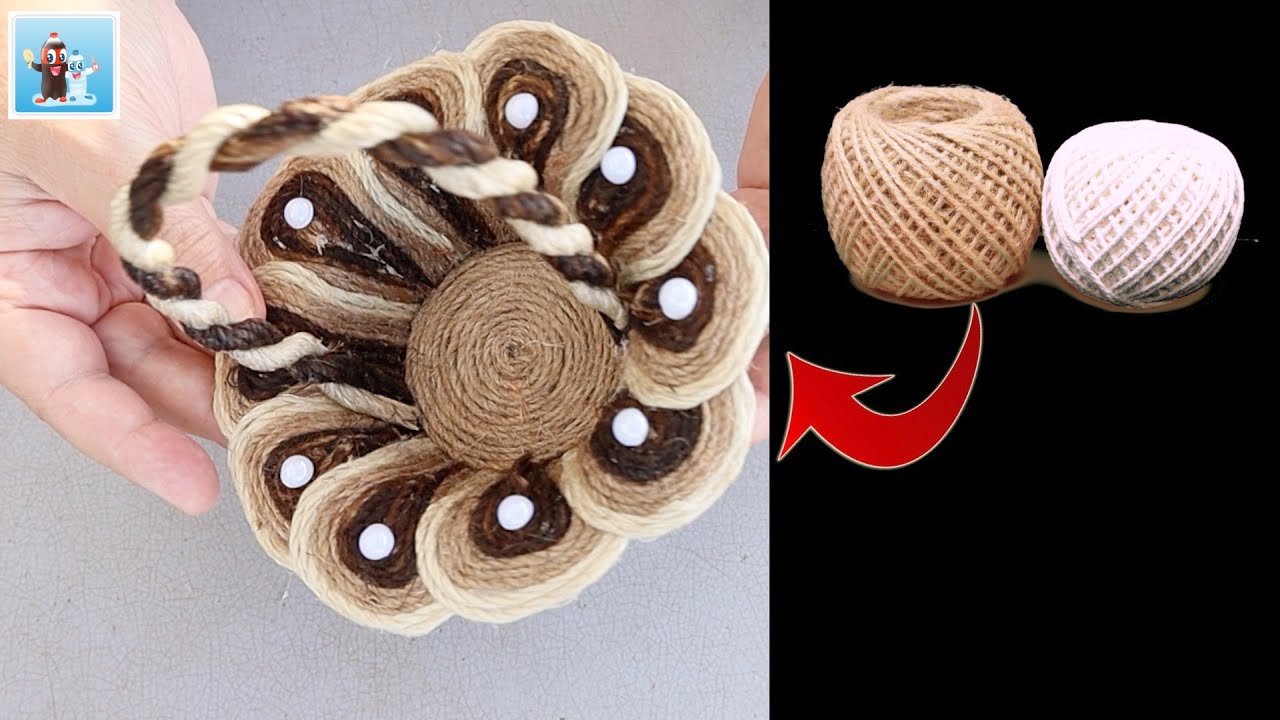 Original DIY Jute Flower Basket Art and Craft Ideas Handicraft