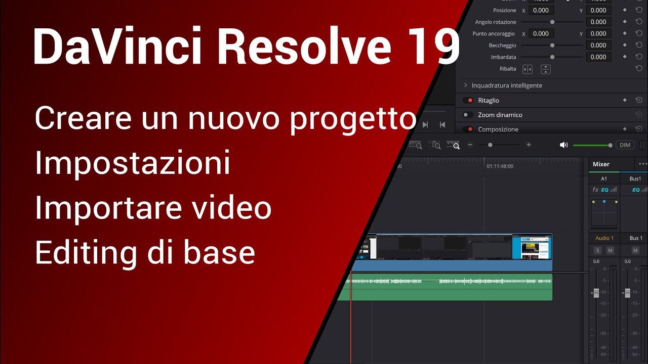DaVinci Resolve 19 - Creare un nuovo progetto, impostazioni e finestra editing