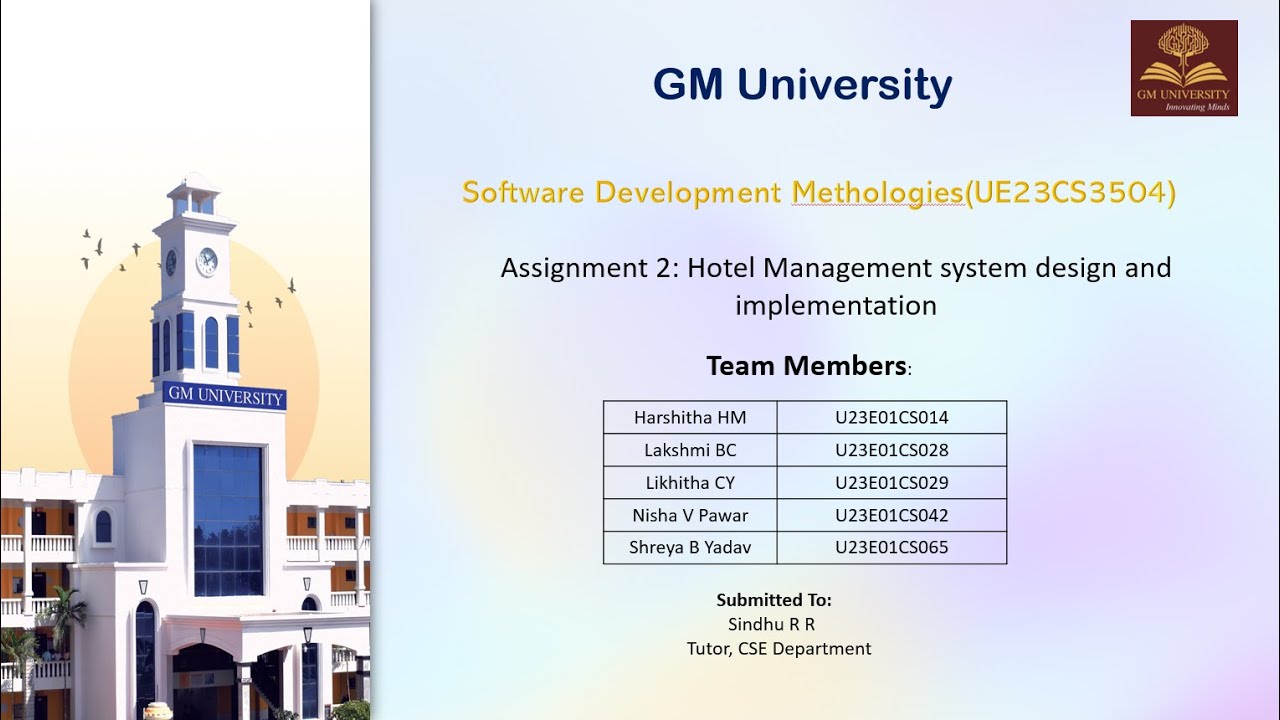 UE23CS3502 | Software Development Methodologies | Hotel Management system design and implementation