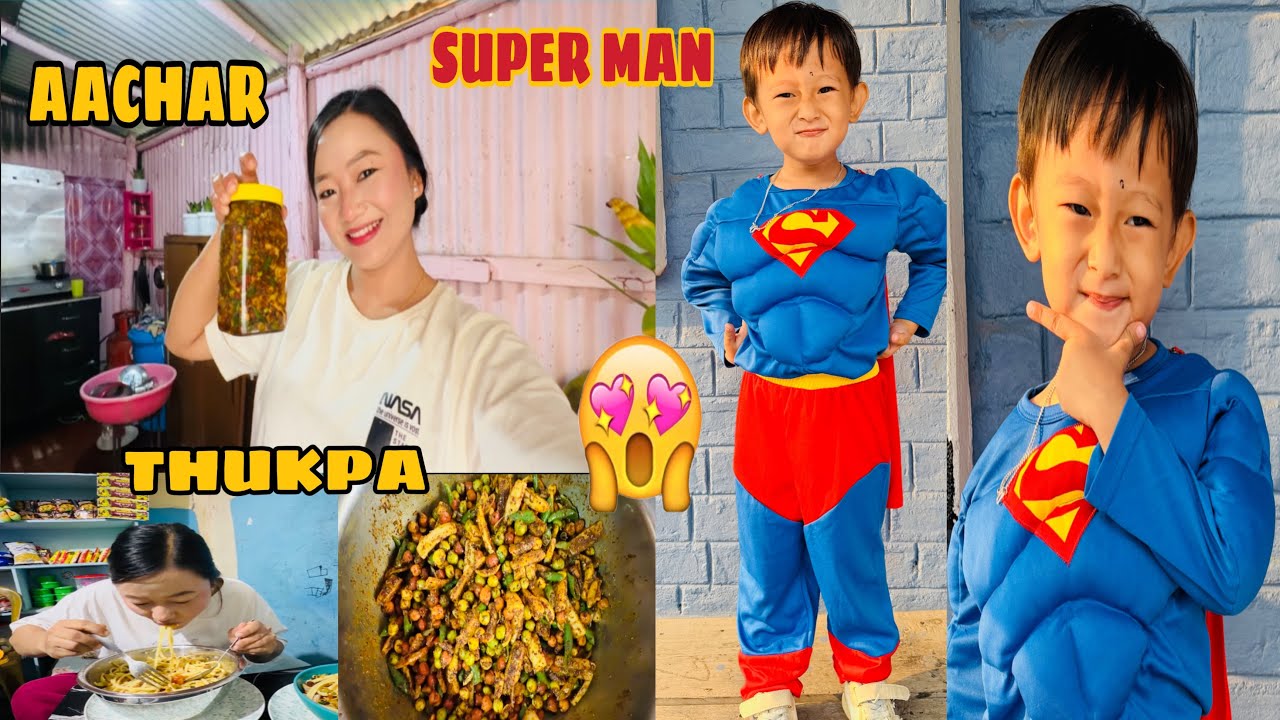 FIRST TRY AACHAR😍//JADO MA TATTO THUKPA KHAYO😋//MERO XORA SUPERMAN🦸//Chamling_Samita Vlog❤️