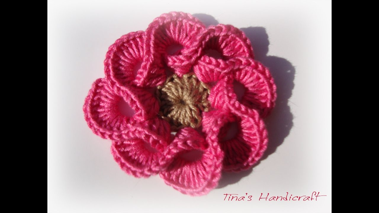 3D crochet flowers multi petals  - 1