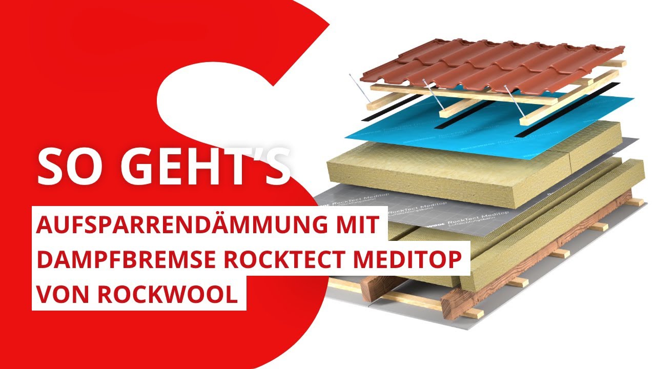 Aufsparrendämmung mit Dampfbremse RockTect Meditop | ROCKWOOL