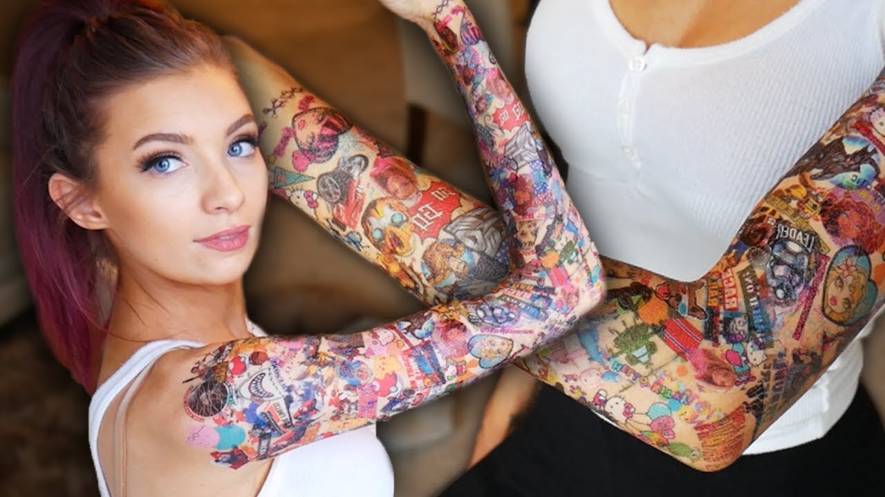i gave myself a full sleeve of temporary tattoos