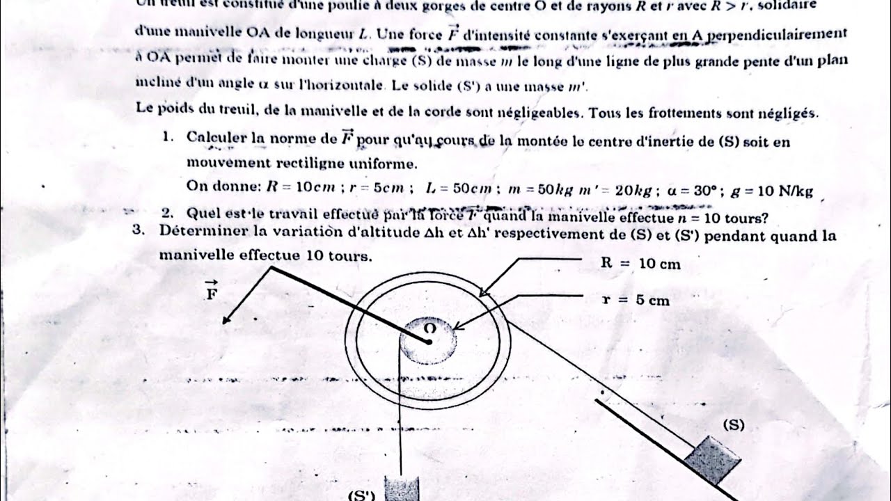 Exercice N 7 du TD Travail et Puissance (1ereS)