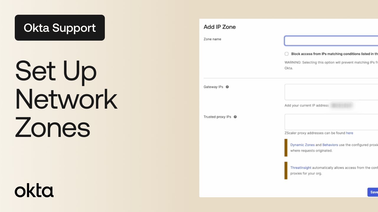 Set Up Network Zones | Okta Support