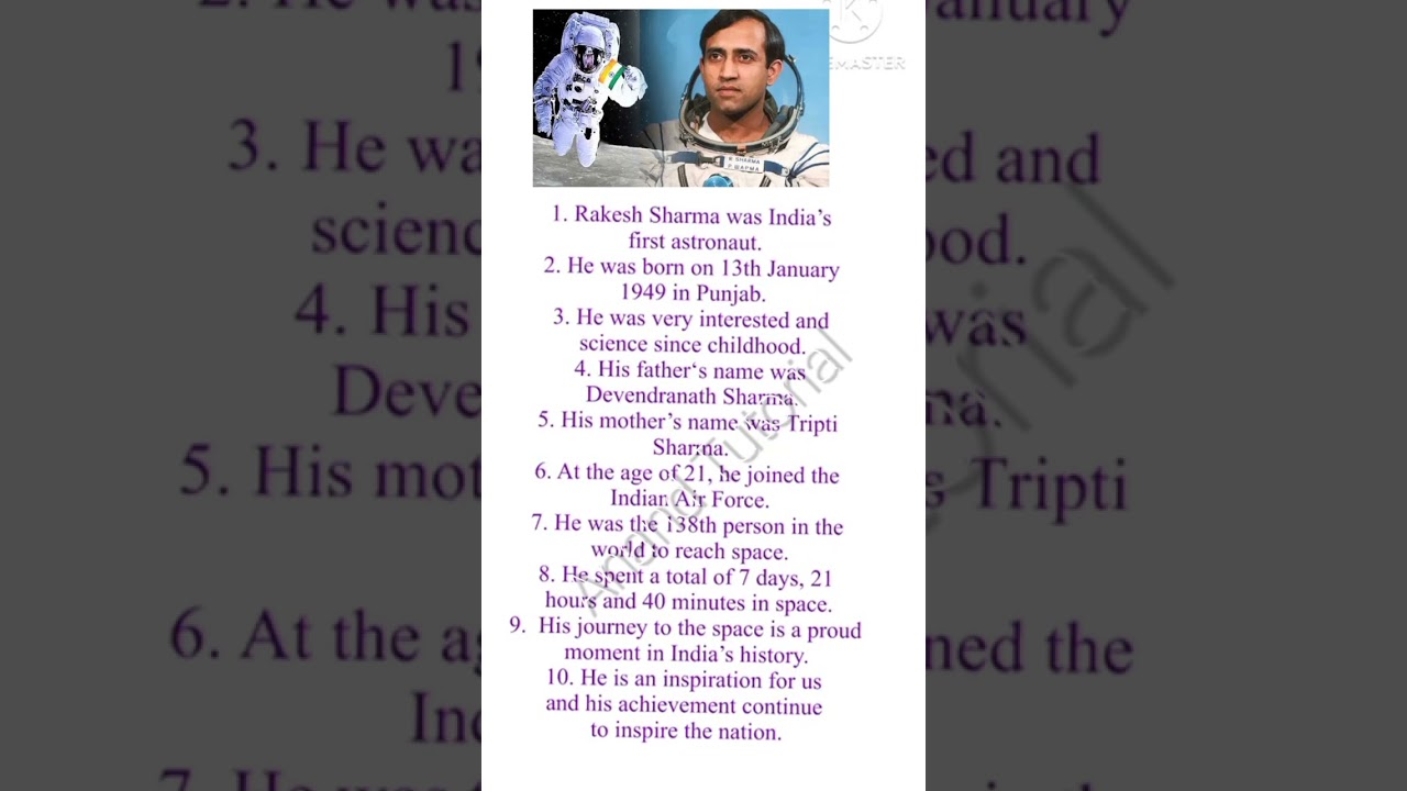 10 Lines Essay on Rakesh Sharma in English || Rakesh Sharma Essay in English || About Rakesh Sharma