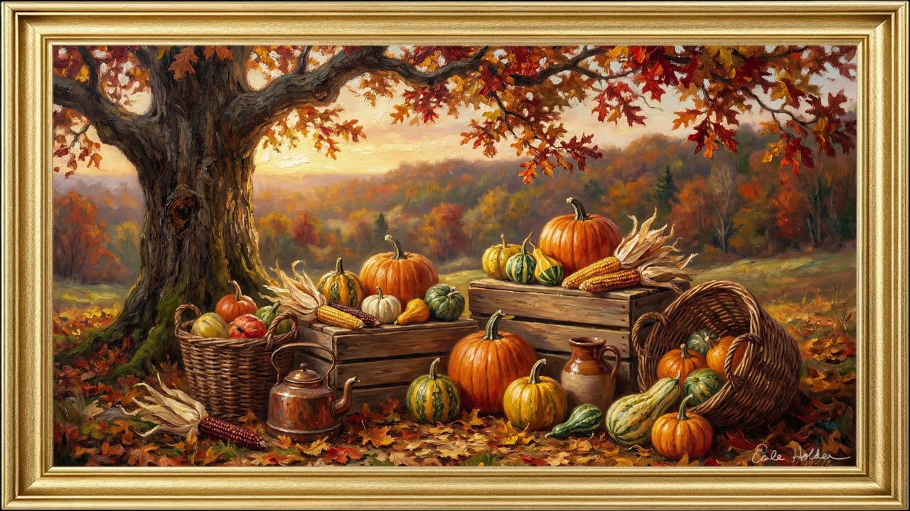 Autumn Harvest Still Life 🍂 | Cozy Fall Oil Painting Screensaver in 4K