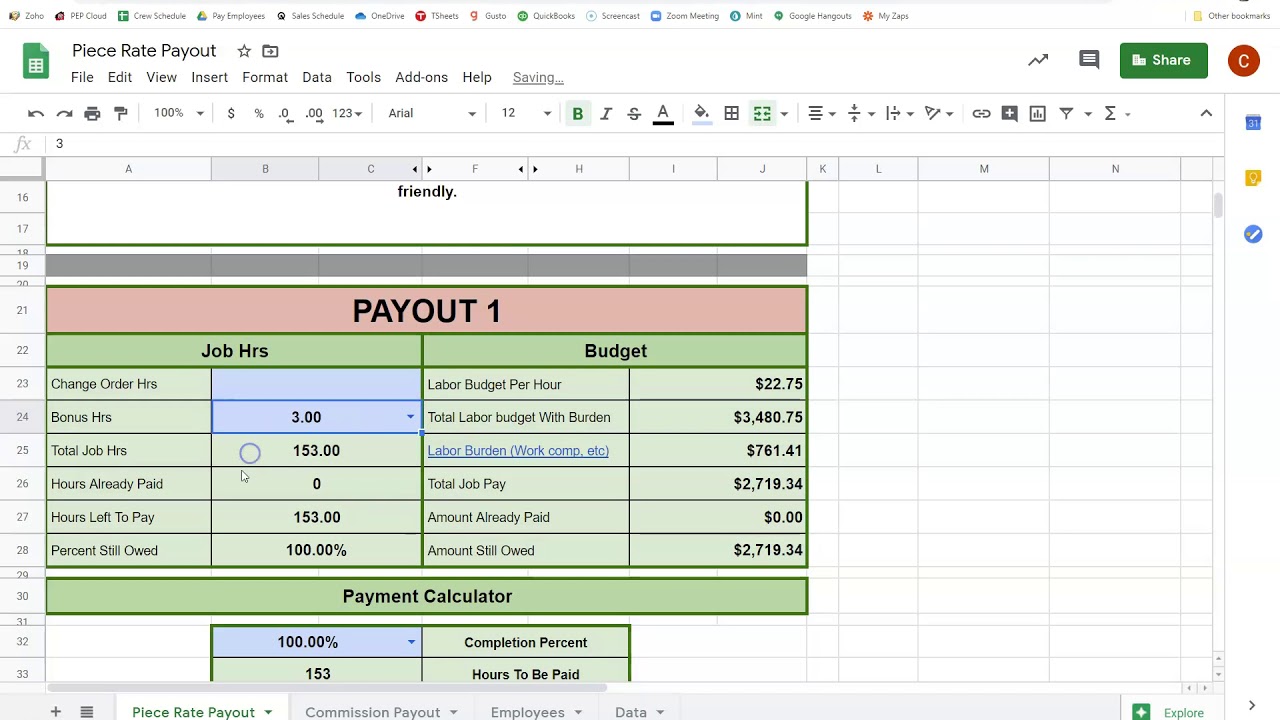 Piece Rate Pay System