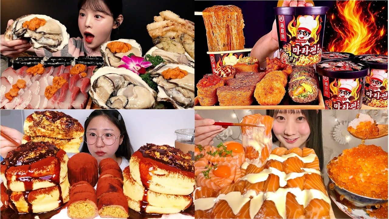 “This Mukbang Went TOO FAR… Massive Seafood, Fire Noodles & Sweet Desserts 🔥🍣🍰”