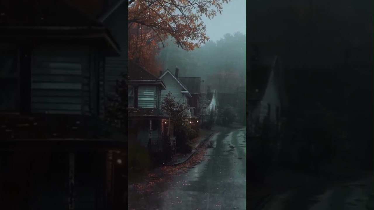 Cozy autumn street on a rainy day #Rainsounds #rainyday #rainsoundsasmr