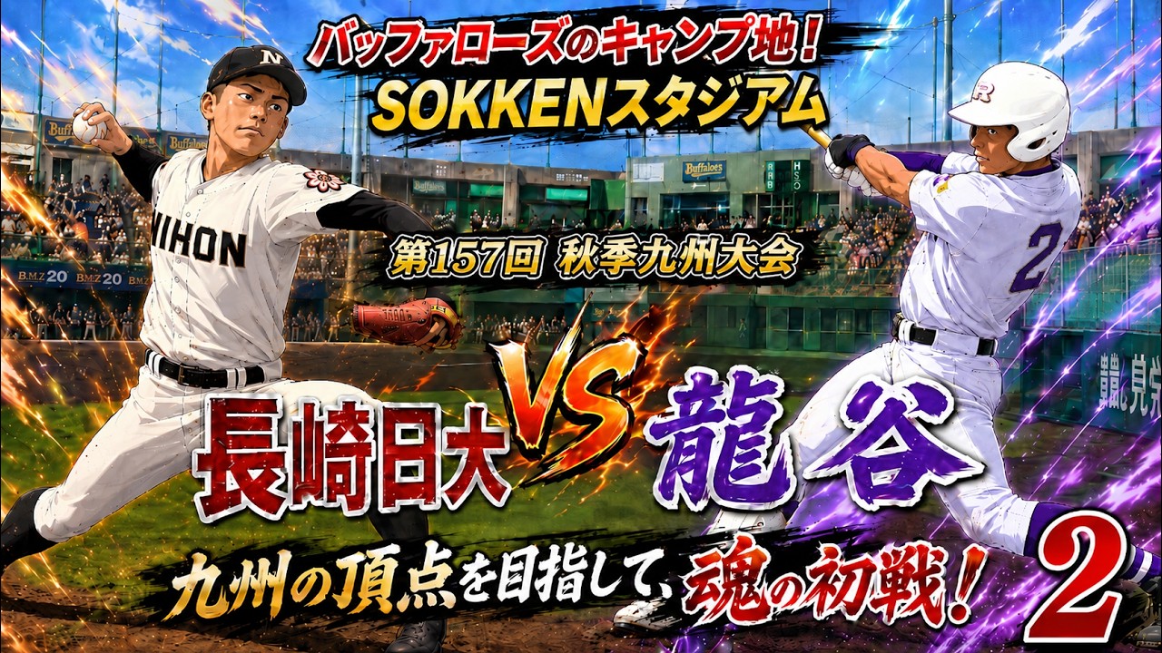 龍谷 vs 長崎日大 ②  初戦から圧巻の完封劇か！？　2025年10月25日【４Ｋ】 第157回九州地区高校野球秋季大会 宮崎・SOKKENスタジアム