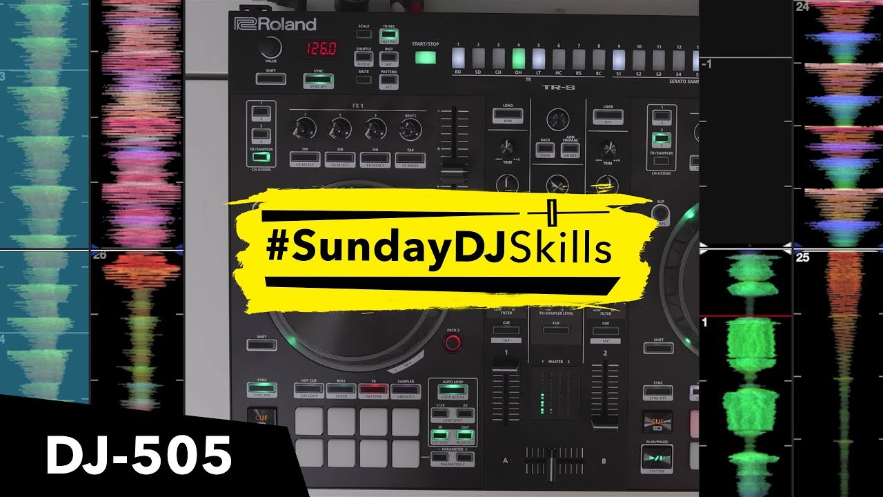 Roland DJ 505 Performance - Remixing With TRS Drums, Acapellas & 4 Decks