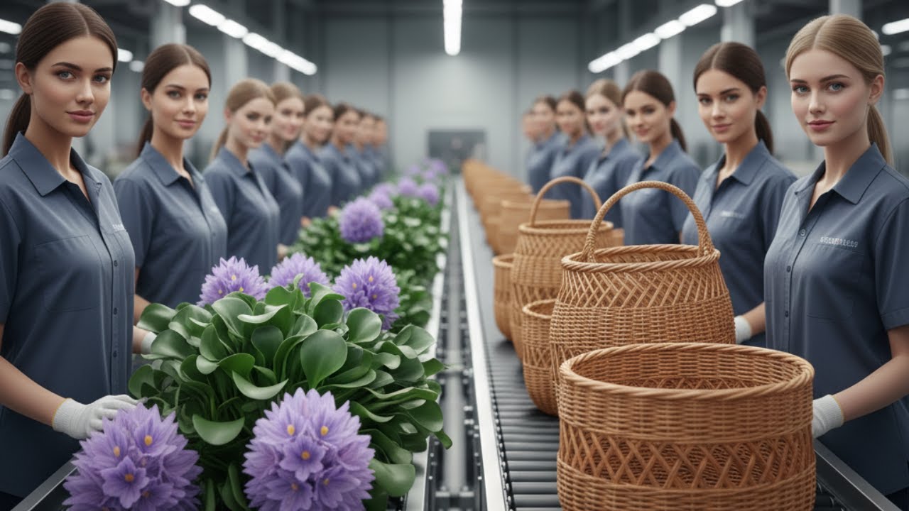 Massive Production! Inside a Modern Water Hyacinth Factory & Woven Basket Manufacturing Process