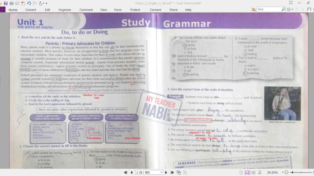 Unit one - Gerund - Ticket 2 English 2 - بالدارجة