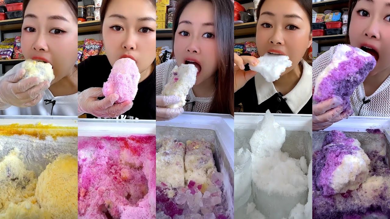 ASMR her new ice cake eating only bites part 6