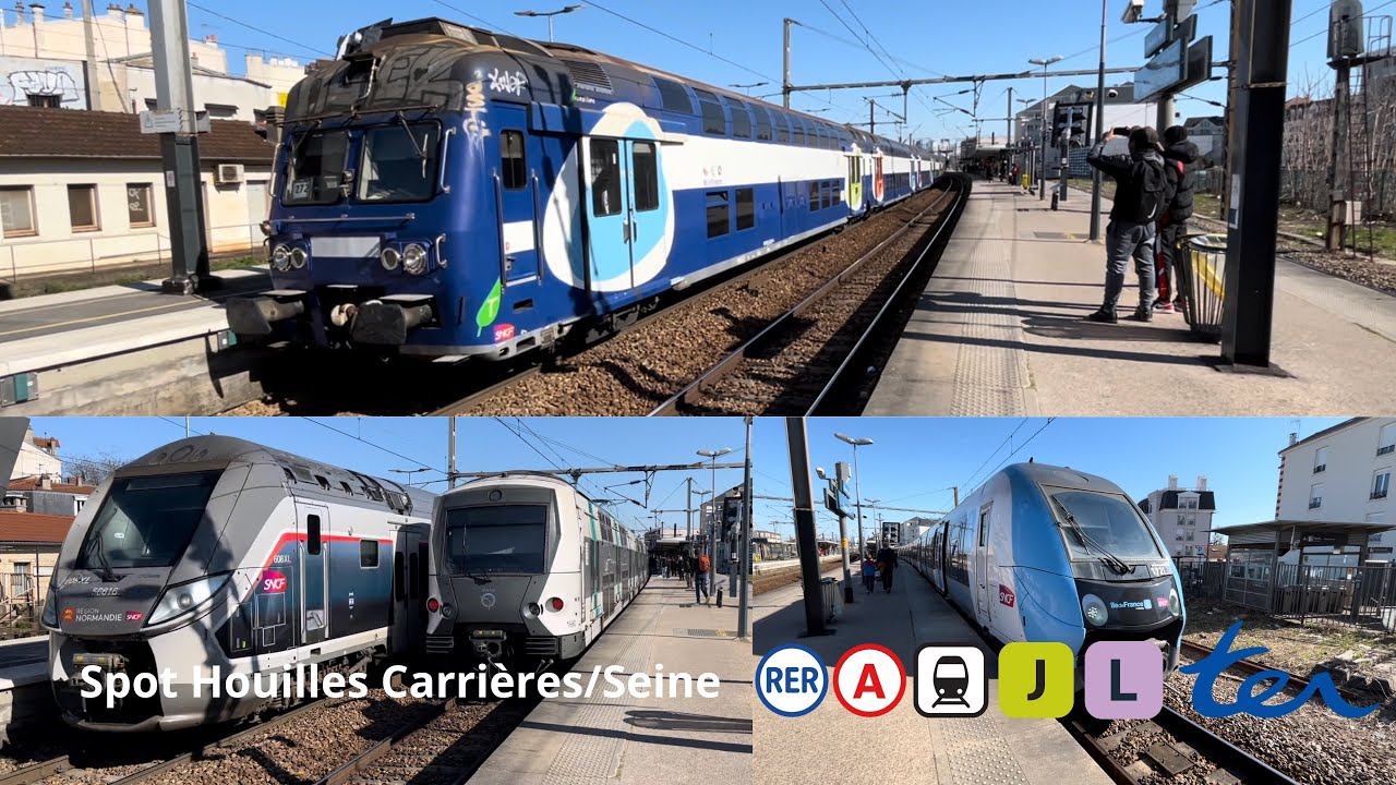 Spot en gare de Houilles Carrières sur Seine : RER A, Transilien J / L et TER