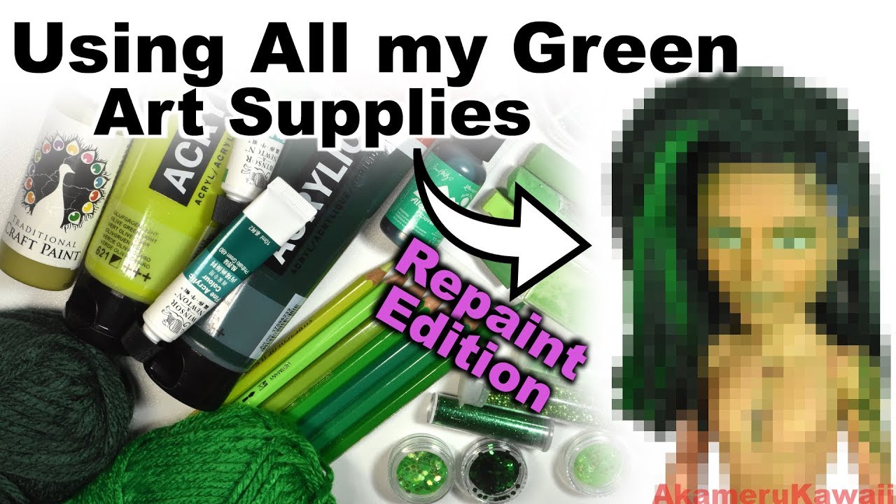 Repainting Using All My Green Art Supplies - Doll Repaint Tutorial