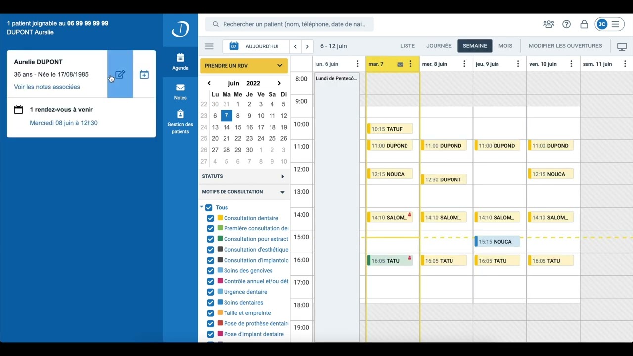CTI DOCTOLIB déplacer un rdv remontée de fiche