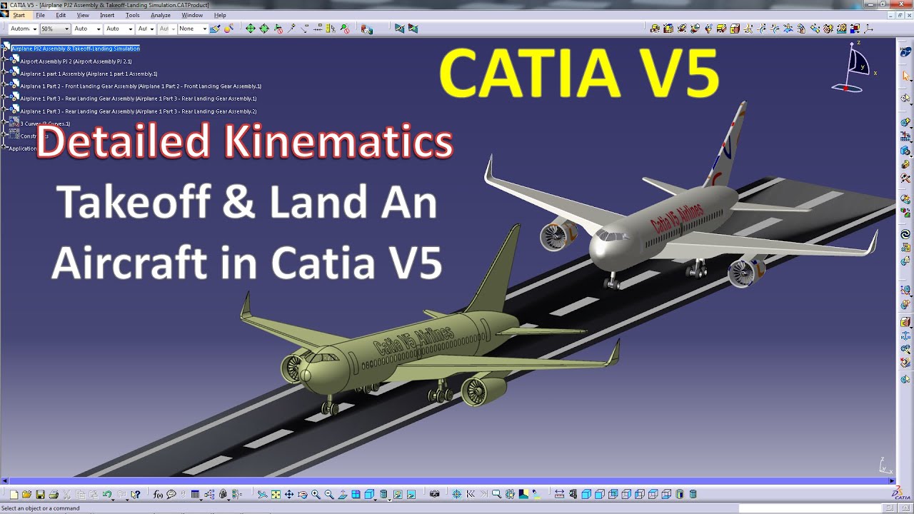 Catia V5 - Detailed Simulation To Take Off & Land An Aircraft In Catia V5