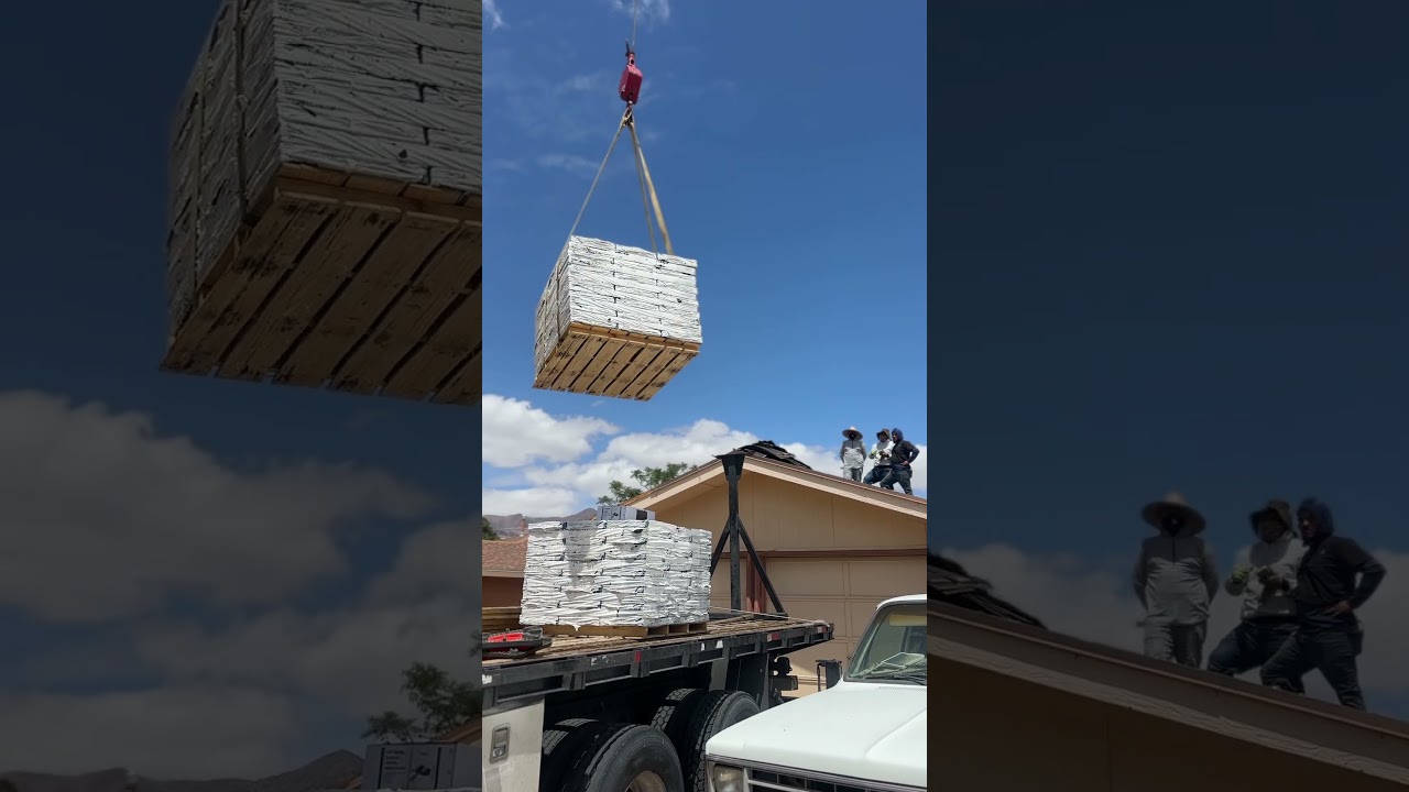 That moment when the crane does the heavy lifting!!!! 💯 #roofing #construction #homedecor