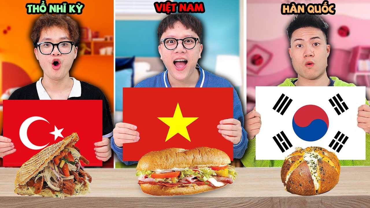 Thử Thách Ăn Bánh Mì Theo Hình Lá Cờ Các Nước