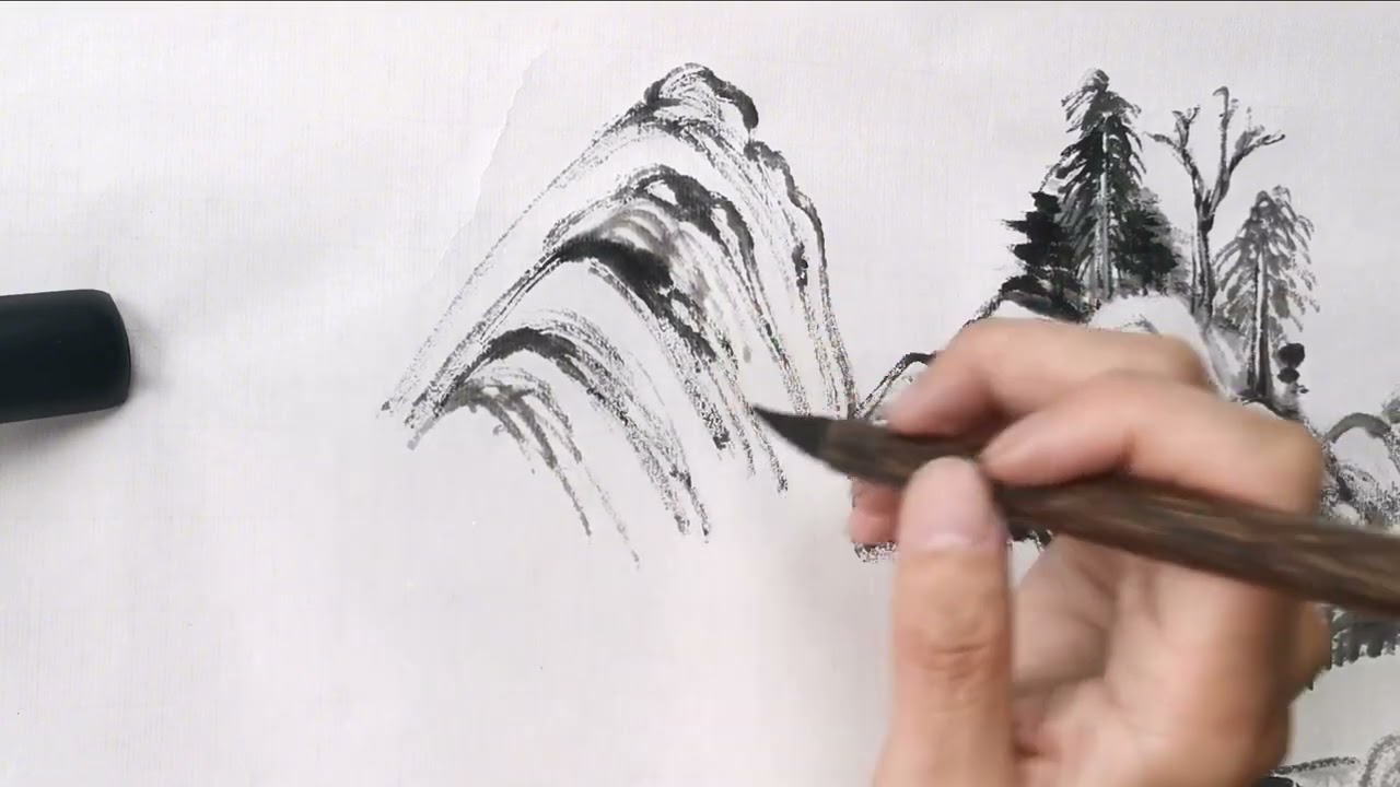 原来长披麻皴是这样画，劲道，毛涩，这才是有笔有墨