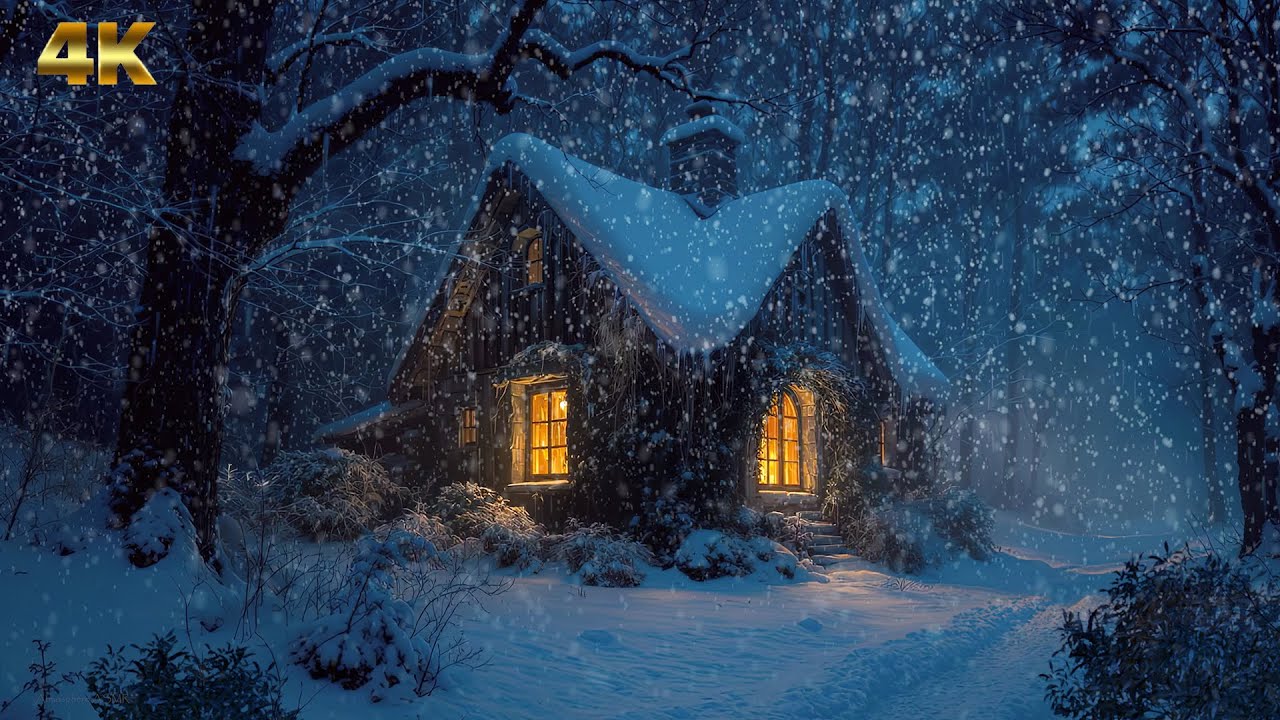 ❄️ 4 HORAS | Nieve Suave con Truenos en Cabaña 4K | Snowfall ASMR for Sleep • No Music