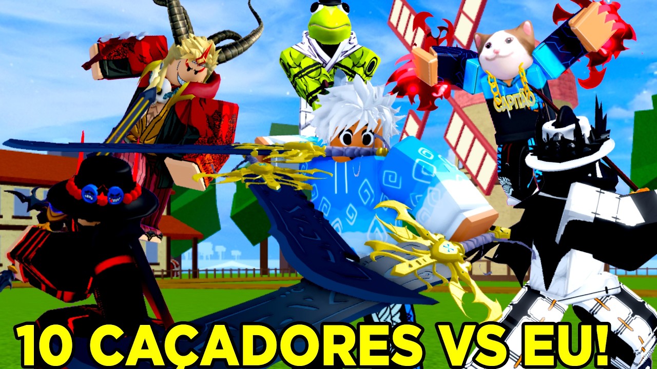 SPEEDRUNNER VS 10 CA&Ccedil;ADORES NO BLOX FRUITS!