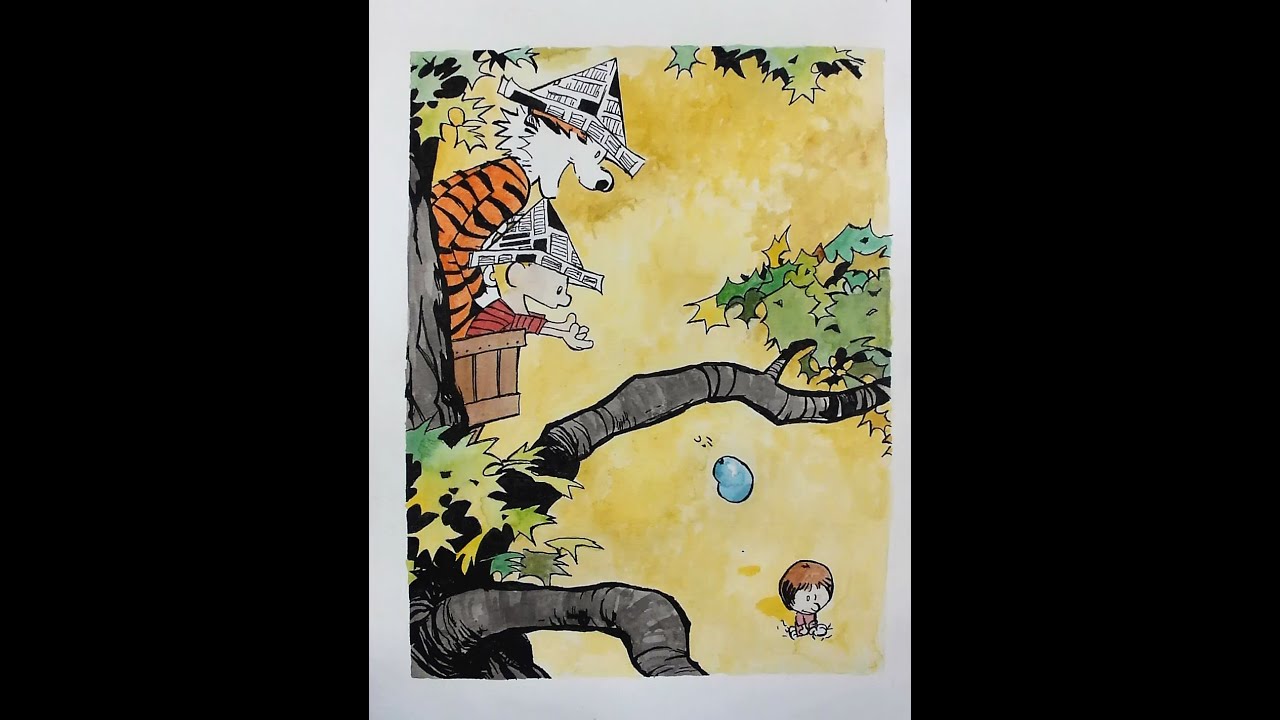Calvin and Hobbes Watercolor Painting