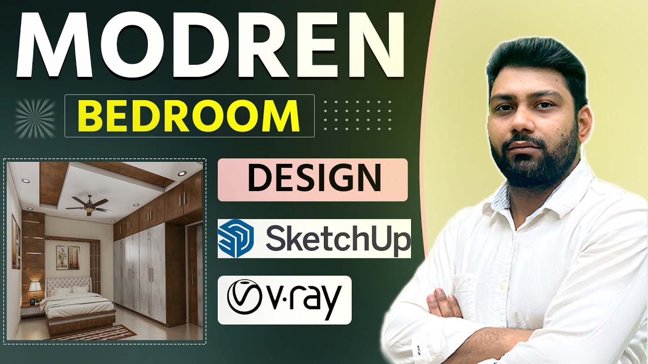 Modern Bedroom Design in Sketchup with Vray | Bedroom Design in Sketchup