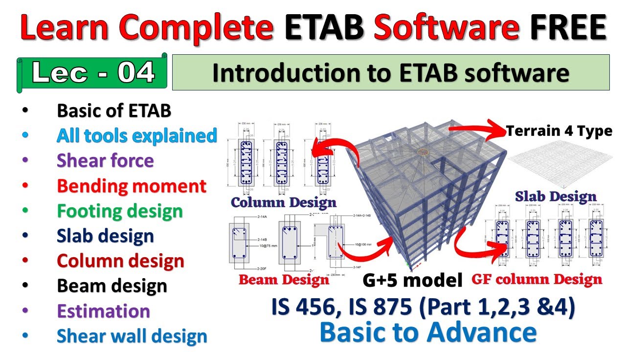 Building design by Etab - Basic to Advance | Etabs full tutorial | Part - 4 #etabs #civilengineering