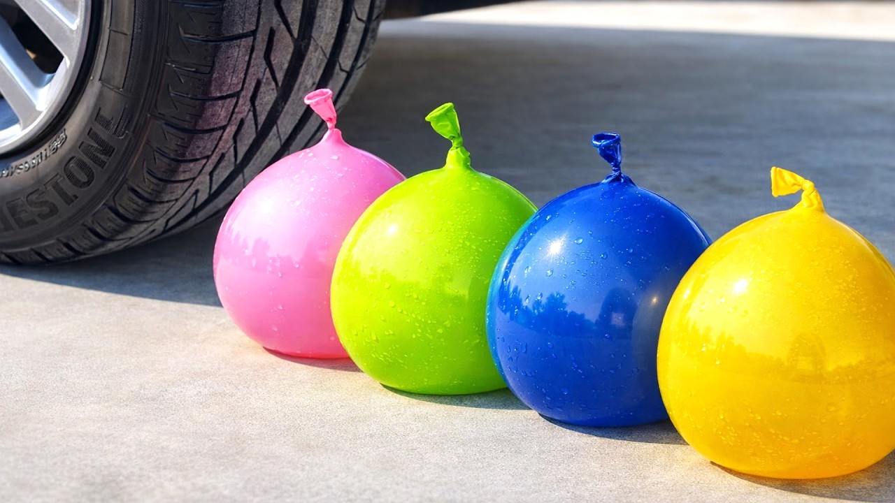 Experiment Car vs Colorful Water Balloons 💥🚗🎈 | 자동차로 바삭하고 부드러운 것들을 부수기! y4test