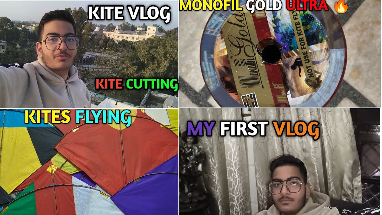 My first vlog | kite flying with monofil gold ultra original gattu | kite cutting | kite vlog 