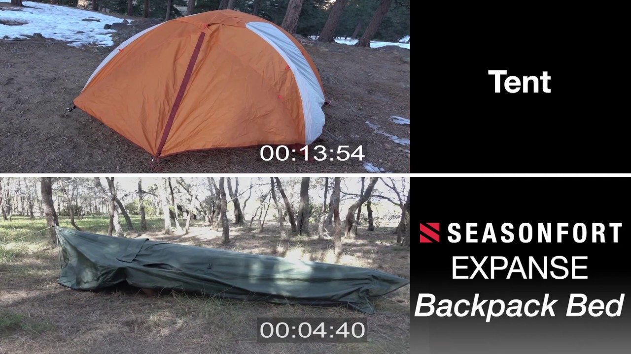 Setup Faster than a tent - SEASONFORT Backpack Bed Versus dome tent