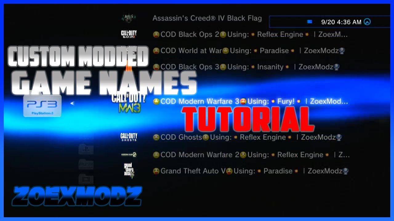 [TUT] MODDED GAME NAMES (ICONS) [PS3/CFW/HFW//HEN/CEX/DEX] | ZoexModz