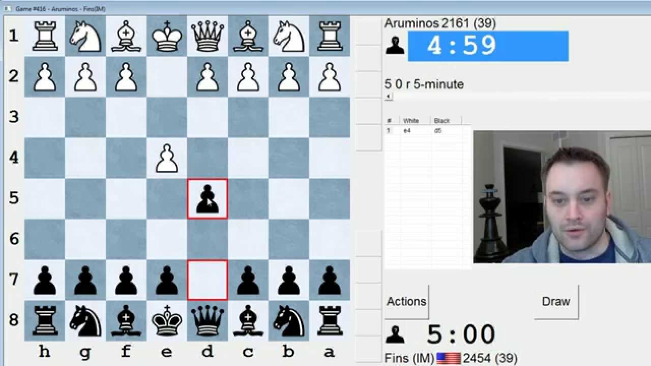 Blitz Chess #383: Aruminos vs.  IM Bartholomew (Scandinavian Defense)