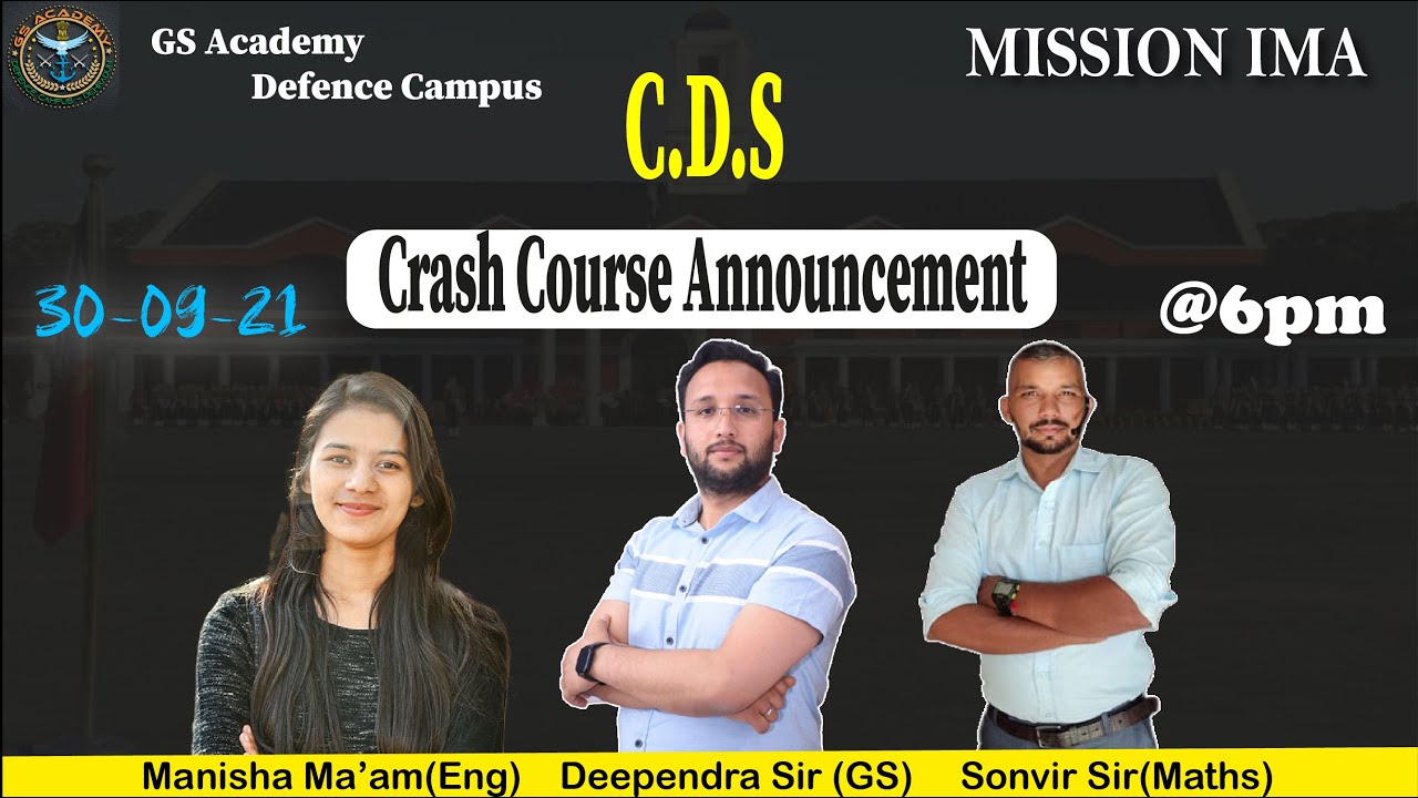 CDS Crash Course Announcement @gsdefenceacademydoon | cds previous year question paper
